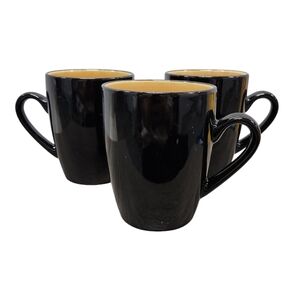 Discontinued Kata by Thomson Pottery Stoneware Mug Lot of 3 Black Yellow